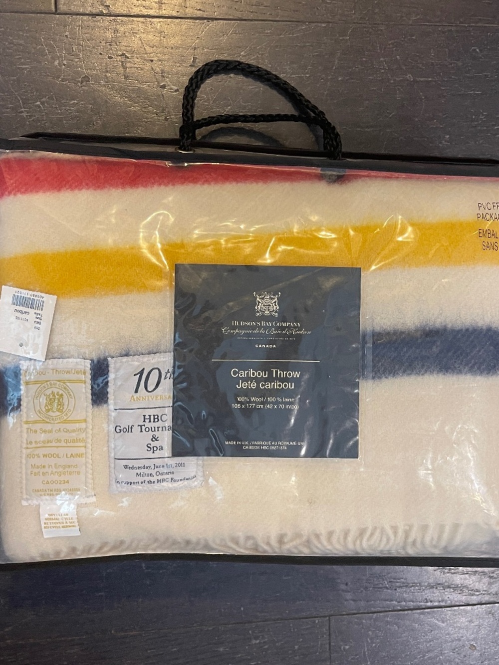 BNWT RARE Hudson's Bay Caribou Throw Stripes Wool Blanket 42" x 70" HBC LIMITED